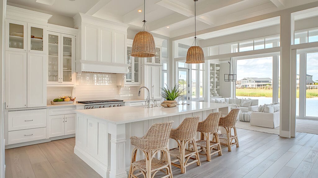 minimalist beach kitchen with laminate flooring
